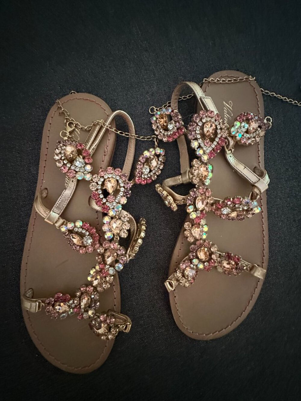 Valentina Sentell Crystal Goddess Sandals NWOB - Size 8 (38) - Great Price!